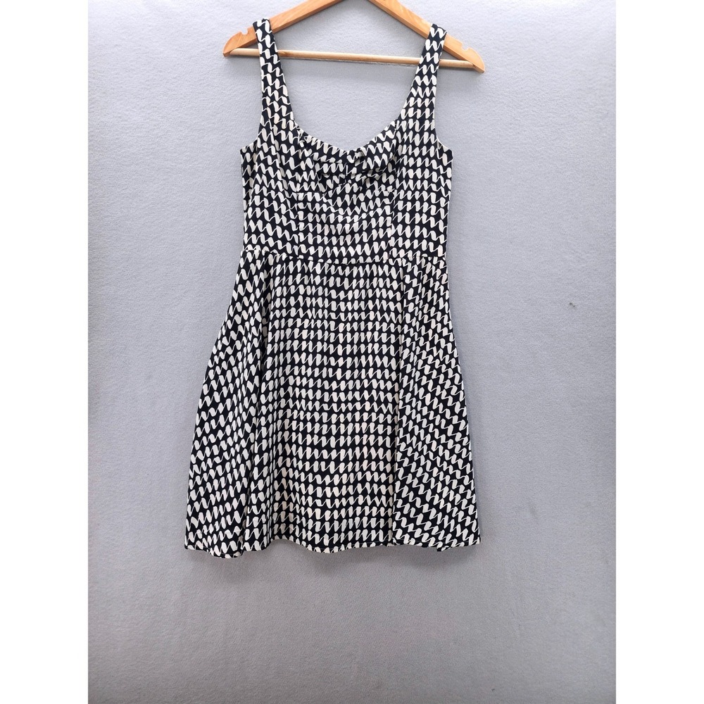 American Rag Black White Geometric Print Fit Flare Mini Dress Womens Medium M